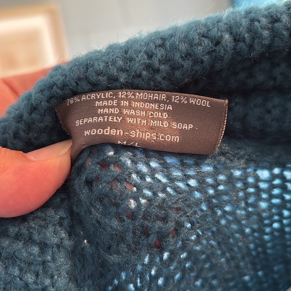 Wooden Ships Teal open Front Sweater - Picture 4 of 5